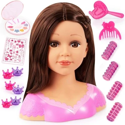 Image of Bayer Design 90088AK Hairdressing head Charlene Super Model, styling, Makeup, with Accessories , Brown