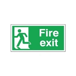 Image of Safety Sign Fire Exit Running Man Left 150x300mm Self Adhesive