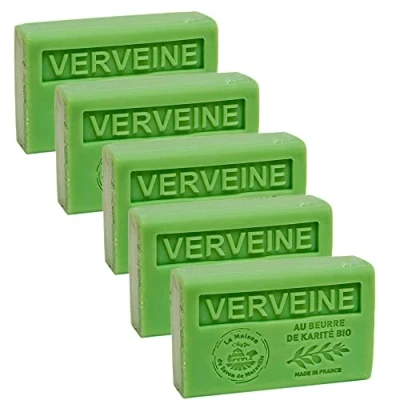 Image of Maison du Savon de Marseille French Soap made with Organic Shea Butter 125 gram bars Verbena Fragrance Set of 5