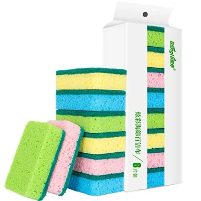 Image of Uhat Pack 8 Heavy Duty Catering Sponges Scourers Non Scratch Washing Up Sponge for Kitchen Bathroom Scouring Cleaning Tools (Colorful)