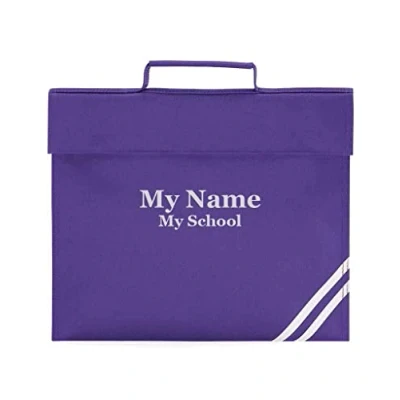 Image of Personalised School Book Bag For Children Music Homework Bags Kids Unoform Logo Upload Girl Or Boy With Name Purple