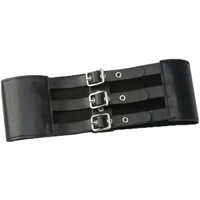 Image of Zac&#039;s Alter Ego Black Triple Buckle Elasticated Waist Corset Belt
