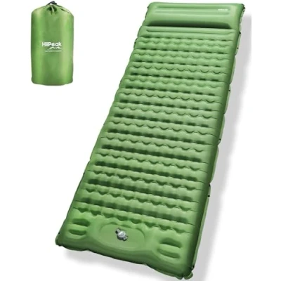 Image of HiiPeak Sleeping Pad Ultralight Inflatable Mat with Built in Foot Pump, Compact Waterproof Camping Air Mattress for Camping, Backpacking, Hiking, Tent Trap Traveling (Green)