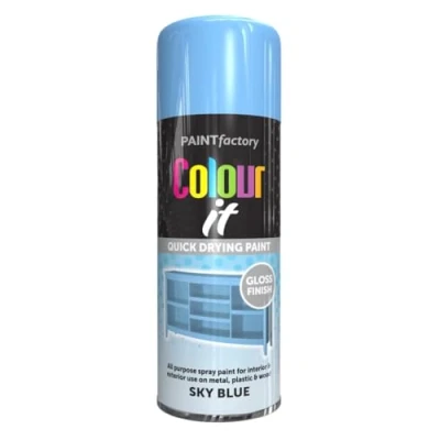 Image of AlezyB 4 x Sky Blue 400ml All Purpose Spray Paint Use on Metal, Wood, Plastic and Multipurpose Aerosol Professional Quality Perfect Finish, for Interior Exterior Excellent Coverage