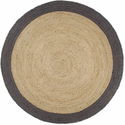 Image of vidaXL Handmade Rug Jute with Dark Grey Border 180 cm