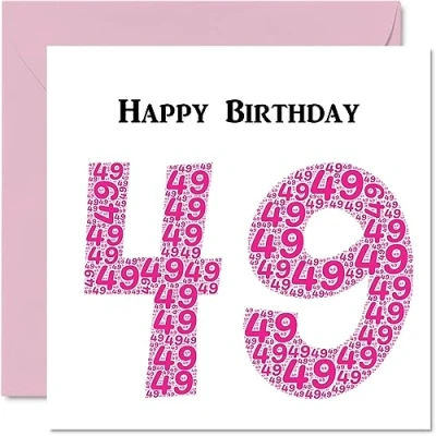 Image of Fun 49th Birthday Cards for Woman Shapecloud Happy Card Dad Mum Brother Sister Grandad Nanny Grandma Uncle Auntie, 145mm x Greeting Cards,