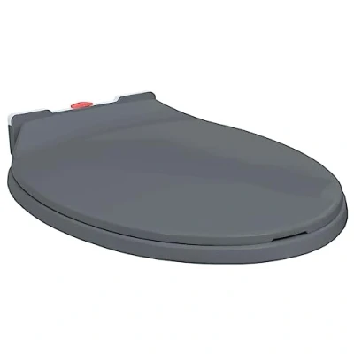 Image of vidaXL Soft Close Polypropylene Toilet Seat in Grey Easy to Clean, Quick Release System for All Standard Oval Bowls