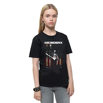 Image of Jimi Hendrix Official Black Peace Flag Logo Kids T Shirt Age 3 10 Years, black, X Large (11/12 Yrs)