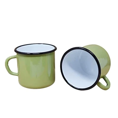 Image of Madacha 2 Metal Enamel Mugs 400 ml Lime Green