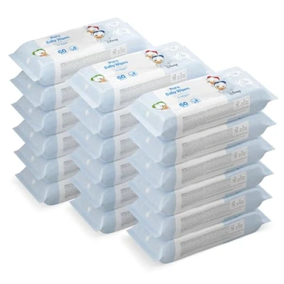 Image of Amazon Brand Mama Bear Disney Ultra Sensitive Baby Wipes, Unscented, 1080 Count (18 Packs of 60)