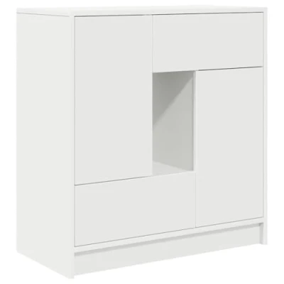 Image of vidaXL sideboard cabinet with drawers &amp; doors 70.5x34x74.5 cm white engineered wood storage/buffet modern furniture for living/dining room hallway