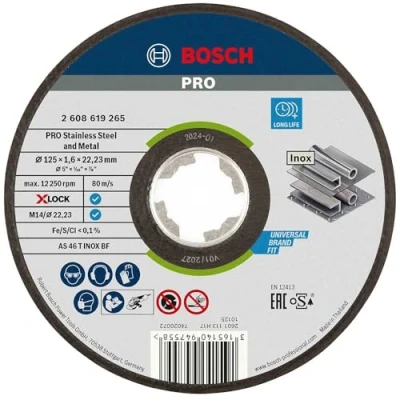 Image of Bosch Professional 1x Expert for Inox Straight Cutting Disc (Stainless Steel, X LOCK, Ø 125 mm, Thickness 1.6 Accessories Angle Grinder)