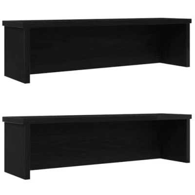 Image of vidaXL kitchen storage racks/shelves black engineered wood, stackable organization solution, 50x15x16 cm versatile for kitchen/bathroom/office, sleek &amp; space saving