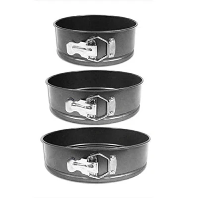 Image of Pack of 3 Non Stick Springform Round Cake Tins for Baking 18cm, 22cm &amp; 26cm