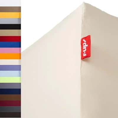 Image of r up Best Fitted Sheet 180 x 200 220 to 35 cm Height Many Colours 95% Cotton / 5% Elastane 230 g/m² Oeko Tex Stress Also for Box Spring Beds (Natural)