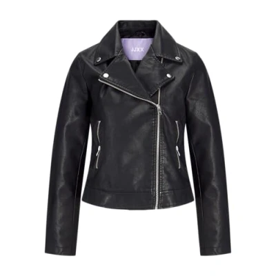 Image of JACK &amp; JONES Women&#039;s Jjxx Jxgail Faux Leather Biker Jacket Noos Jacket, Black, S