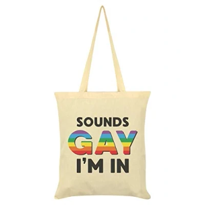 Image of Grindstore Sounds Gay I&#039;m In Tote Bag Cream 38x42cm