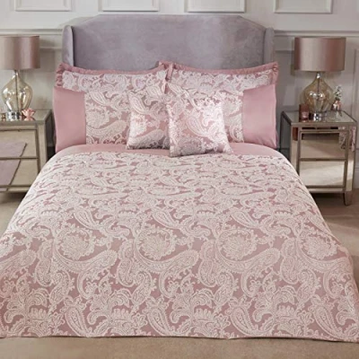 Image of Emma Barclay Duchess Embellished Jacquard Duvet Set in Blush Pink Double