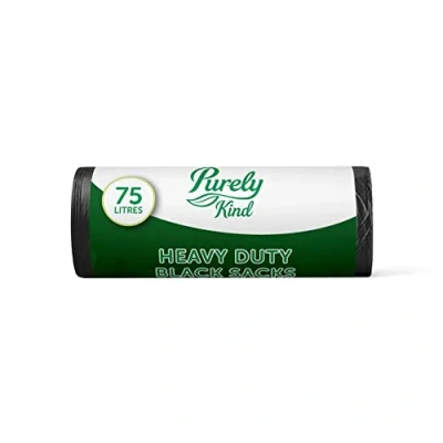 Image of Blake and White Purely Kind Heavy Duty Black Sacks 75L Roll of 30