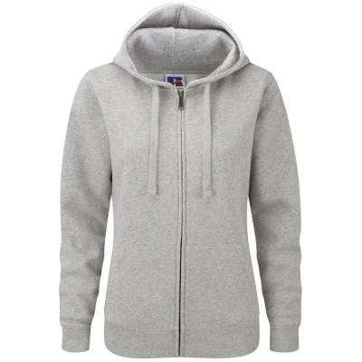 Image of Russell Athletic Mens Authentic Full Zip Hooded Sweatshirt / Hoodie (Light Oxford) Multicolour Size Large