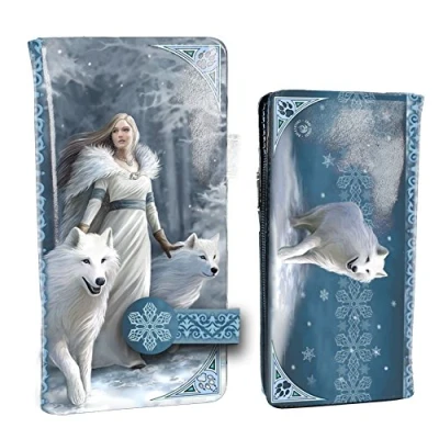 Image of Nemesis Now Winter Guardians Anne Stokes Embossed Purse 18.5cm Blue, PU