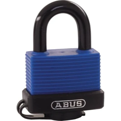 Image of ABUS 70IB50 Marine Grade Aquasafe All Weather Shackle Padlock, Black/Blue