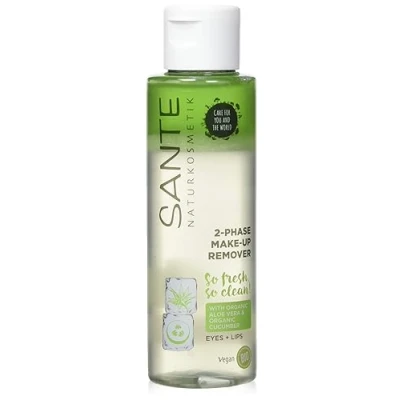 Image of Sante Naturkosmetik 2 phase make up remover, removes eye and lip up, gentle soothing, with organic cucumber extract, waterproof vegan, 110 ml