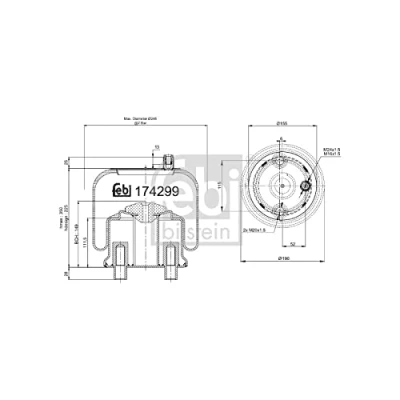 Image of 9703200021, A9703200021 Boot, air suspension FEBI BILSTEIN 174299 Front Axle MERCEDES BENZ: ATEGO 2