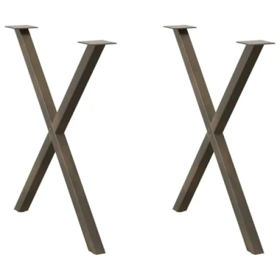 Image of vidaXL X Shaped Dining Table Legs Powder Coated Natural Steel 80x(72 73) cm Adjustable Foot Levelers Modern Living/Dining Room Decoration