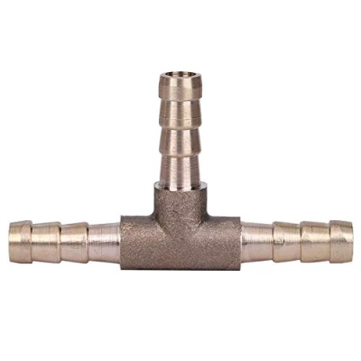 Image of Keenso 3 Way T Piece Fuel Hose Barbed Connector, Brass Joiner Adapter for Air Water Gas Oil (6mm) Auto Body Tools Repair
