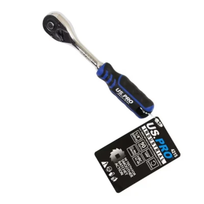 Image of US PRO INDUSTRIAL 1/4&quot; dr 90T Ratchet with Straight Handle Grip 4215