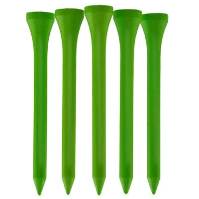 Image of 100 PCS Bamboo Golf Tees Multiple Colours &amp; Sizes Eco Friendly Sustainable (70mm Neon Green)