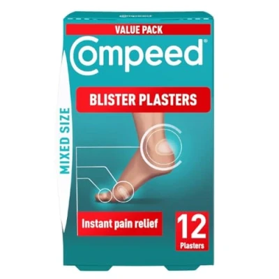 Image of Compeed Mixed Size Blister Plasters, 12 Hydrocolloid Foot Treatment, Heal Fast, 100% Plastic Free Carton Pack