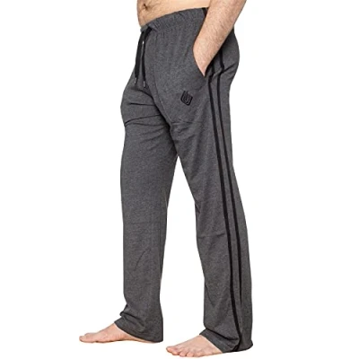 Image of EZLP586 Enzo Mens Lounge Pants Pyjama Bottoms Elasticated Waist Sleep Nightwear Striped Trousers PJ Soft Jersey Loungewear Charcoal L