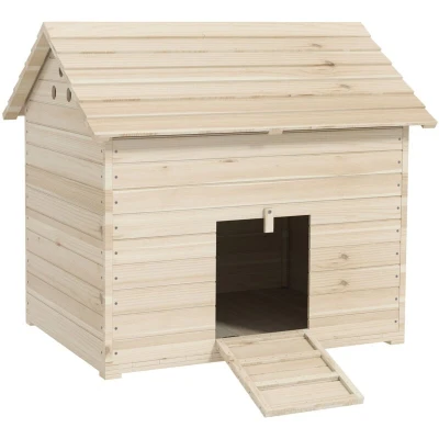 Image of PawHut Wooden Duck House with Openable Roof Raised Base Air Holes Natural D51 200V01ND