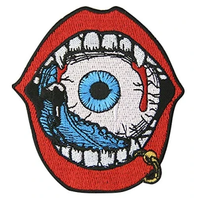 Image of Eat Eyeball Patch Embroidered Badge Iron On Sew Emblem