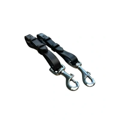 Image of Black or Brown Leather Martingale to Girth Attachment clip (Pack of 2) (Brown)