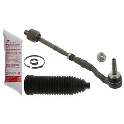 Image of 32106784719, 32106784719S1 Tie Rod FEBI BILSTEIN 40092 Front Axle Right with grease nut, clamps, steering bellow BMW: 5 Touring