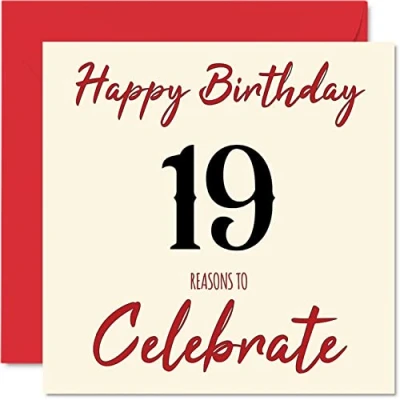 Image of Fun 19th Birthday Cards for Men Woman Reasons To Happy Card Son Daughter Brother Sister Grandson Granddaughter Niece Nephew Cousin, 145mm x Greeting Cards,