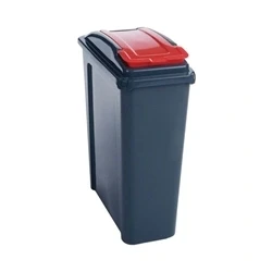 Image of VFM Recycling Bin With Lid 25 Litre Red
