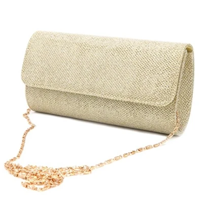 Image of IOOOFU Women&#039;s Evening Shoulder Bag Bridal Clutch Party Prom Wedding Envelope Handbag Gold, 20x11x5cm/7.87x4.33x1.97in