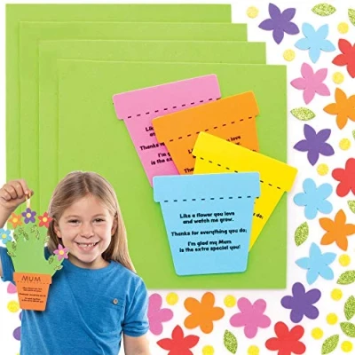 Image of Baker Ross Mother&#039;s Day Handprint Poem Decoration Pack of 4, Mothers Craft Kit, For Kids (AT414)