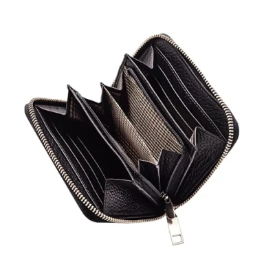 Image of STILORD &#039;Paris&#039; Womens Leather Purse RFID Vintage Ladies Wallet Card Holder with NFC Protection Slim Coin Pouch Genuine Leather, Colour:Black