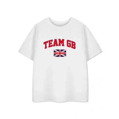 Image of Unisex Kids White T Shirt Great Britain Flag Graphic Design Tee for Boys &amp; Girls Sports Fan Summer Olympics Merchandise