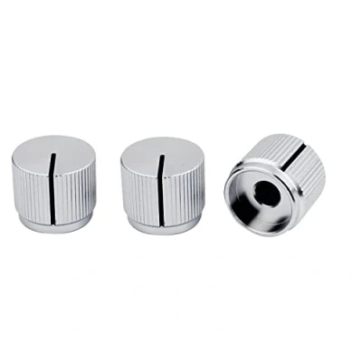 Image of Guyker 3Pcs Guitar Aluminum Flat Top Control Knobs Dia. 6mm(0.24&quot;) Shaft Pots Dome Tuning Potentiometer Knob Replacement Part for Electric or Precision Bass, chrome