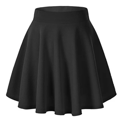 Image of Women&#039;s Basic Solid Versatile Stretchy Flared Casual Mini Skater Skirt
