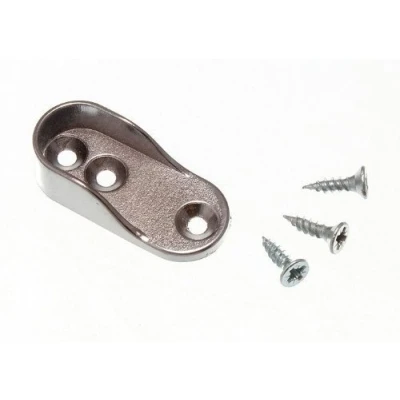 Image of WARDROBE ROD RAIL SOCKET END SUPPORT OVAL BRACKET 15MM X 32MM CP ( pack of 2 )