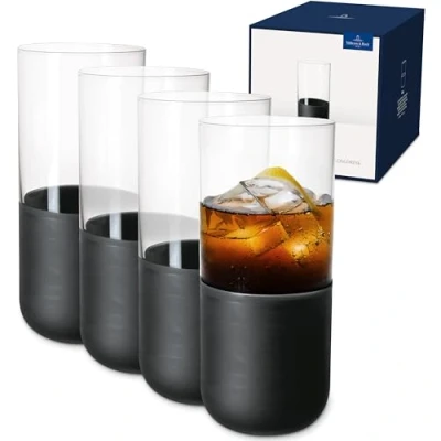 Image of Villeroy &amp; Boch Manufacture Rock Noire Set of 4 Longdrink Tumblers