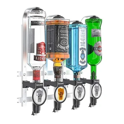 Image of Barbarian 4/6 Bottle Optics for Spirits bar Butler Shot Measure Bracket Alcohol Wine Upside Down Drink Dispenser Home Garage Man cave (4 Professional)