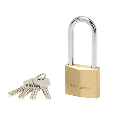 Image of Master Lock 2950EURDLJ Key Padlock with Extra Thick Solid Brass Body Long Shackle, Gold, 11,5 x 5 1,7 cm